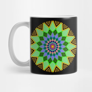 Colorful circular kaleidoscope, mandala motif Mug